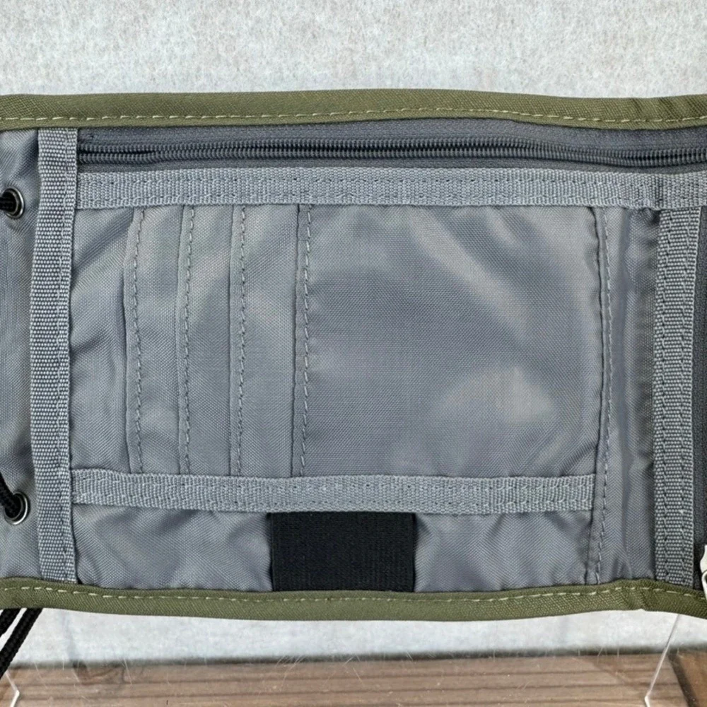 Eddie Bauer Olive Green Canvas Travel Crossbody Bag Wallet Passport Holder